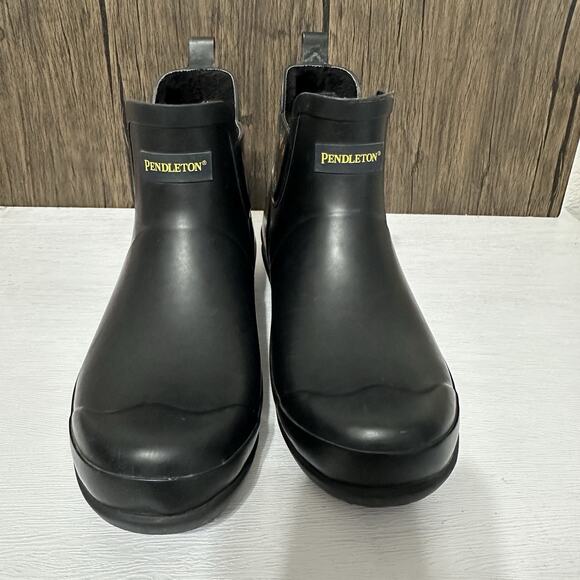 Pendleton Chelsea Sherpa Lined Ankle Rain Boot Black Women Size 9 Tribal Boho - Picture 3 of 12